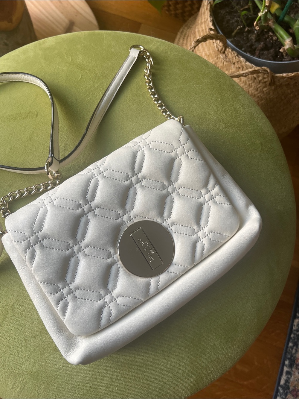Kate Spade White Crossbody Shoulder Bag - chain and leather strap